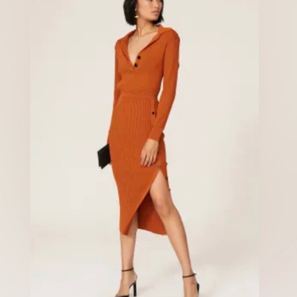 Self -Portrait ribbed midi dress